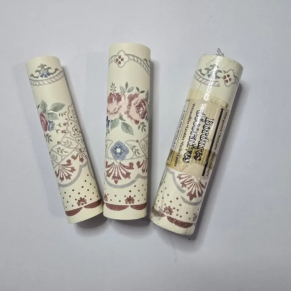 Wallpaper Border Lot 3 Rolls, 1 Full,2ptl Cottage Victorian 5.25” W, Pre-Pasted
